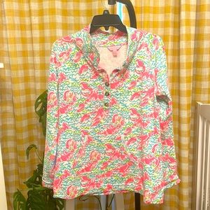 Lilly Pulitzer Captain Popover Sweatshirt Lobster Roll Size Large L
